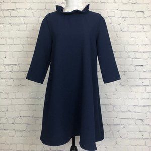 Tuckernuck Pomander Place Navy Daphne Dress Size S Ruffle Neck